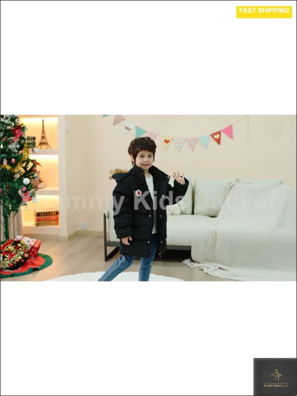 Boys Down Jacket Fur Collar Hood Thick Warm Winter Padded Coat 3T 4T 6T